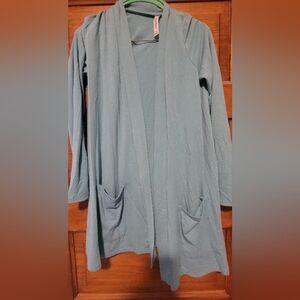 Light Blue Open Front Cardigan
